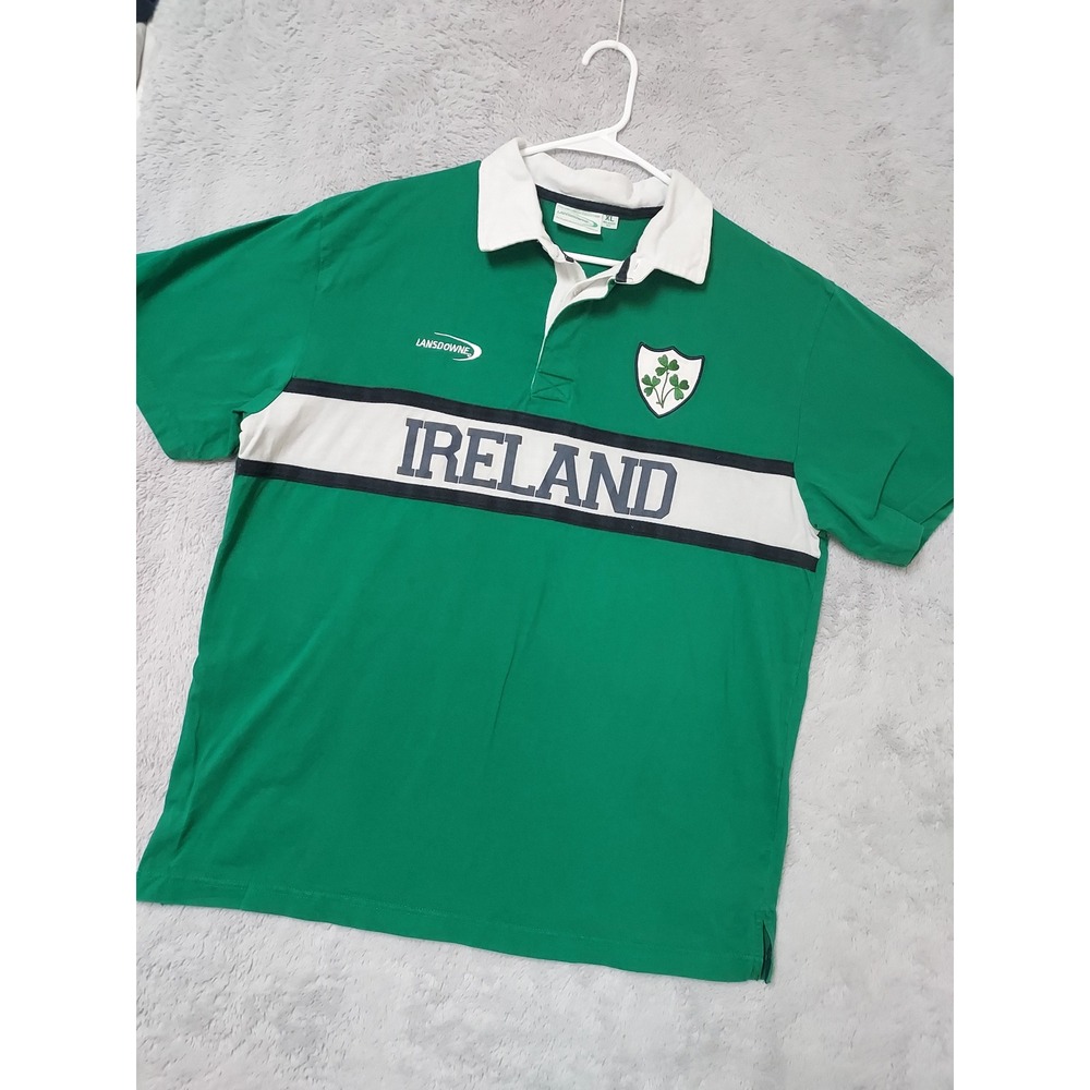 Lansdowne Rugby Polo Shirt Mens XL Ireland Shamrock Short Sleeve Heavyweight